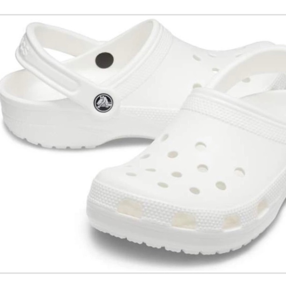 White Unisex Crocs Classic Clogs M7 W9